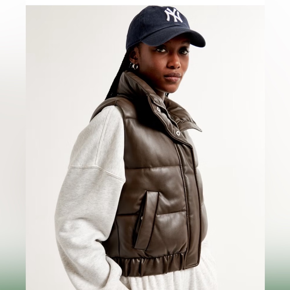 BNWT Abercrombie & Fitch Vegan Leather Ultra Puffer Vest